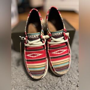 Ariat Hilo Shoes Women 7.5B Pastel Serape Aztec Canvas Slip On Loafers